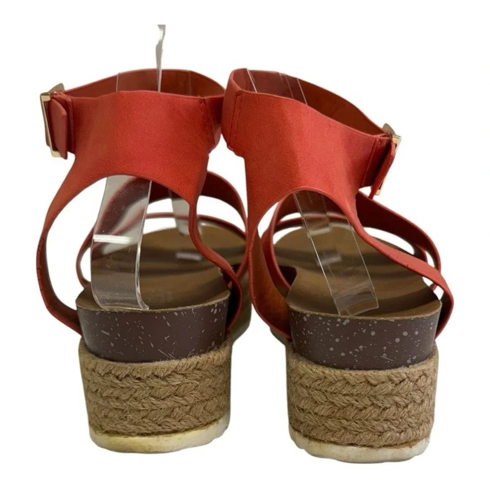 Platform Espadrille Sandals Coral Ankle Strap Buckle Summer Casual Shoes